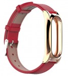 Кожаный ремешок для Xiaomi Mi Band 2 MJobs 2 Plus Red/Gold